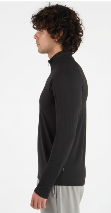 Men's Black Quarter-Zip Performance Pullover - Slim Fit Athletic Long Sleeve