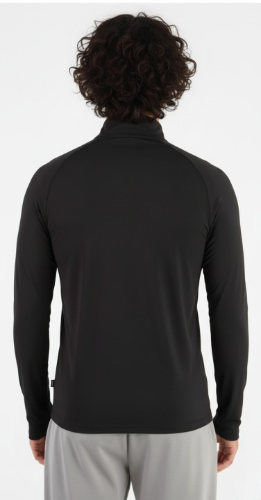 Men's Black Quarter-Zip Performance Pullover - Slim Fit Athletic Long Sleeve